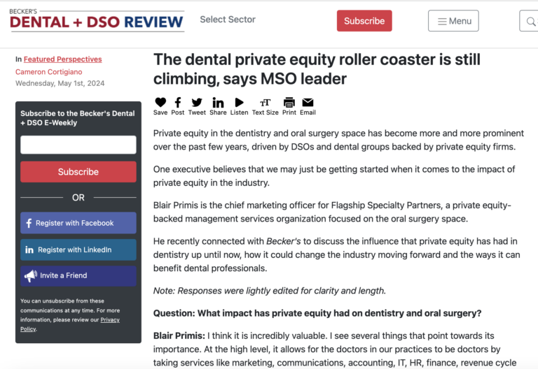 The dental private equity roller coaster is still climbing, says MSO leader
